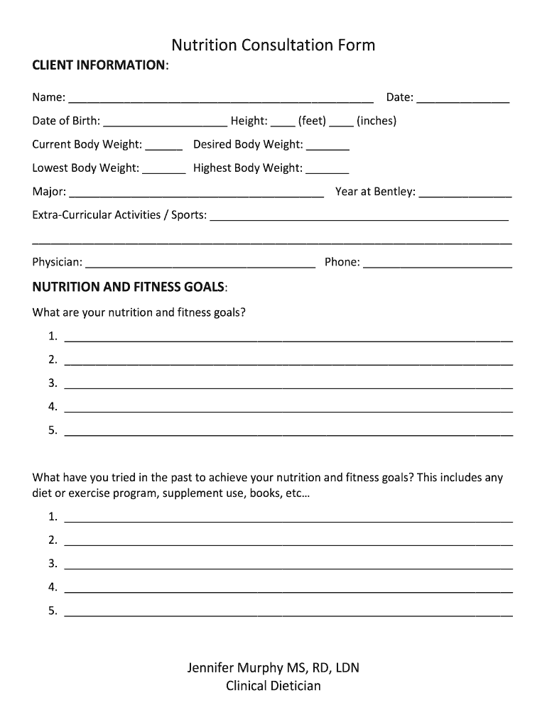 Nutrition Counseling Forms