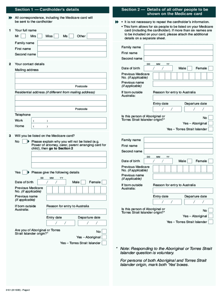  Medicare Enrolment Form 2005-2024