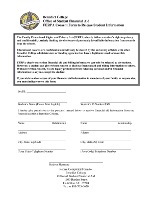 College Ferpa Consent Release  Form