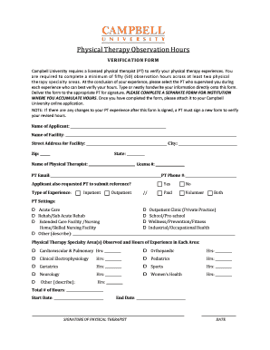 Campbell University Physical Therapy  Form