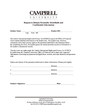 FERPA Release Form Campbell University Campbell