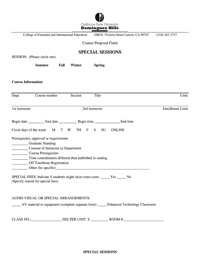 SPECIAL SESSIONS  Csudh  Form