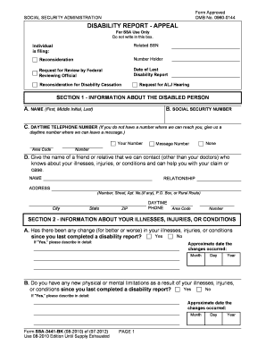 DISABILITY REPORT APPEAL Cooke &amp; Company  Form