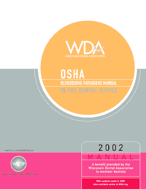 Copy of OSHA Bloodborne Pathogens Manual Wisconsin Dental Bb Wda  Form
