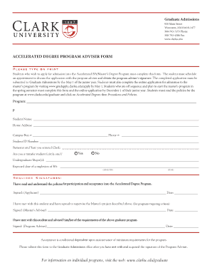 Accelerated Degree Program Adviser Form