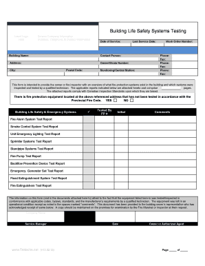 CANULC S536 04 Fire Alarm Annual Inspection Test Form