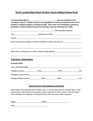 School Medical Release Form