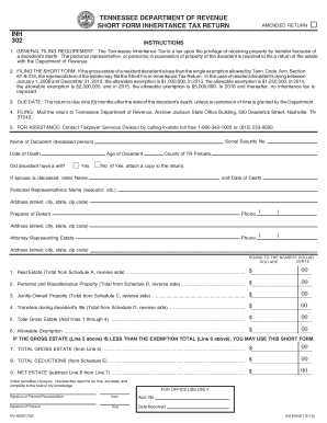 Tennessee Department of Revenue Short Form Inheritance TN Gov Tn