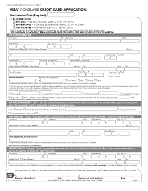  Credit Card Application Form 2014