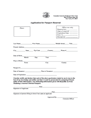 Liberia Online Passport Application  Form