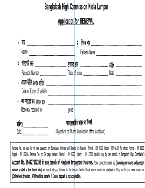 Bangladesh High Commission Passport Renewal  Form