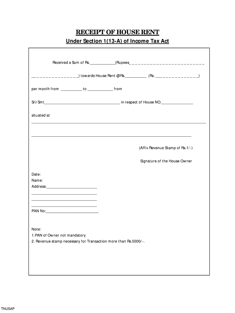 Rent Receipt PDF  Form