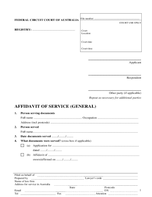 Example of Affidavit for Divorce Australia  Form