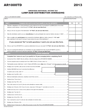 AR1000TD Lump Sum Distribution Averaging Dfa Arkansas  Form