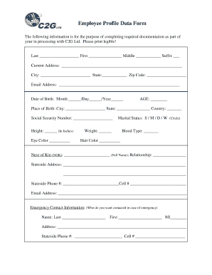 Employee Profile Sheet  Form