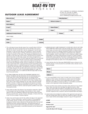 Louisville Rv Storage  Form