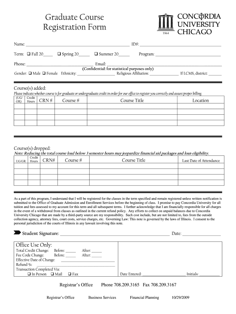  Forms for University 2009-2024
