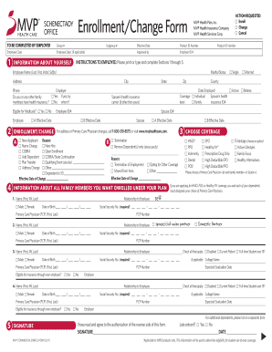 ACTION REQUESTED OFFICE SCHENECTADY Enrollment Change Form Hamilton