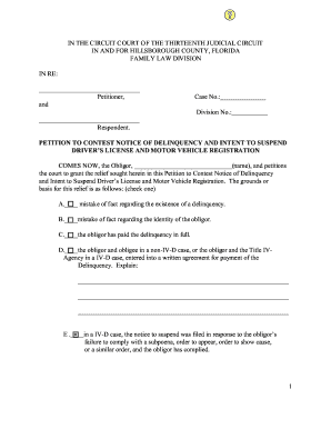 Notice of Delinquency  Form