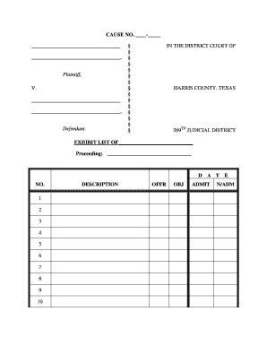 Exhibit Cover Sheet Template  Form