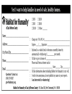 Habitat for Humanity Pledge Card PDF Habitat for Humanity of East  Form