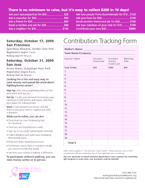 Making Strides Contribution Tracking Form