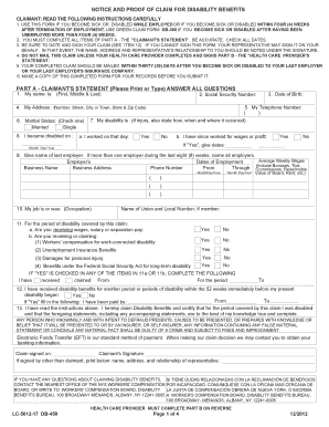 New York State Short Term Disability Claim Form and Statement of Hartwick