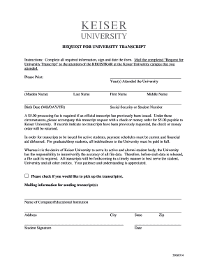 Keiser University Transcript Request  Form