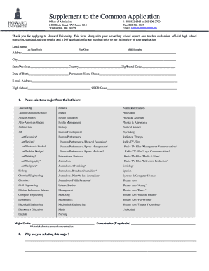 Howard University Application  Form