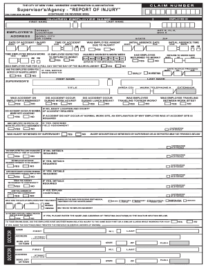 Supervisor&amp;#39;sAgency &quot;REPORT of INJURY&quot; CUNY Cuny  Form