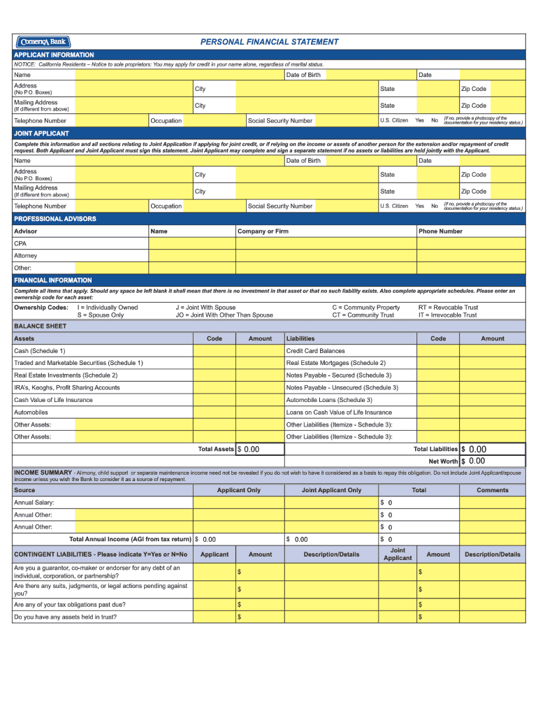  PERSONAL FINANCIAL STATEMENT 0 00 0 00  ITAG Equipment 2012-2024