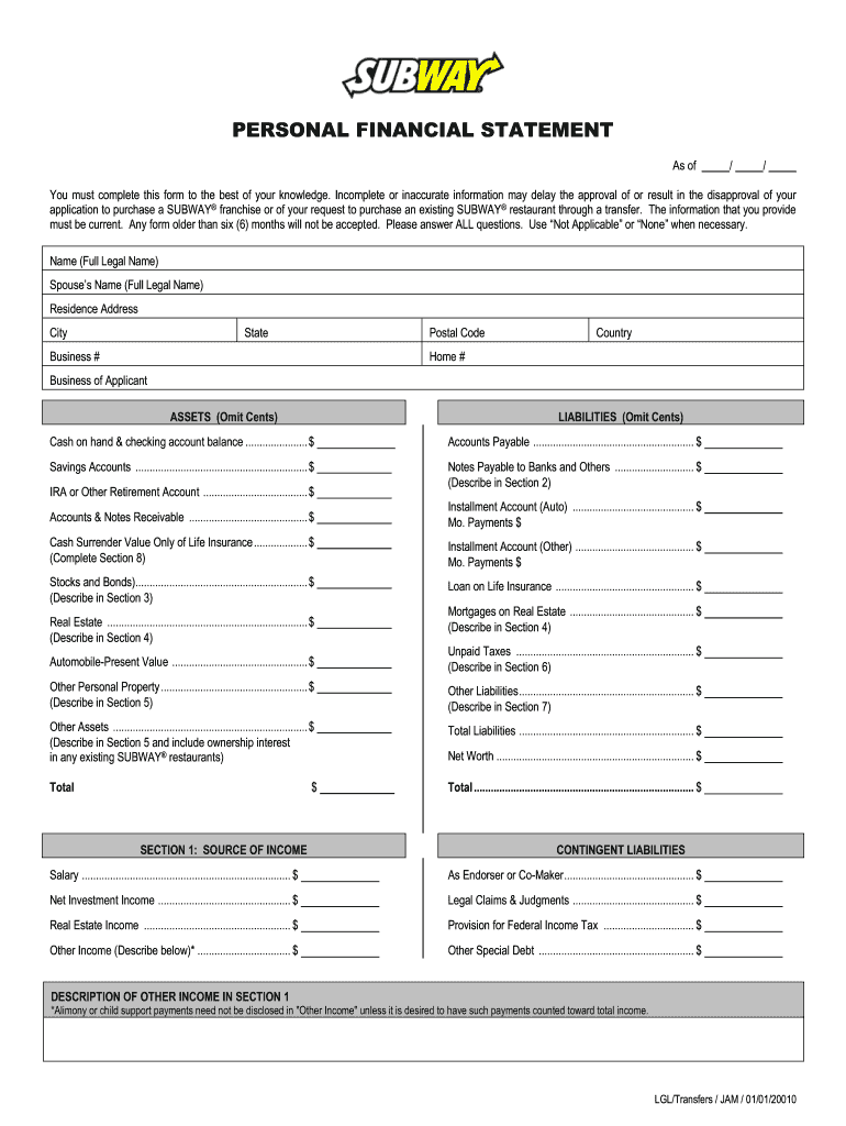 Subway Order Online  Form