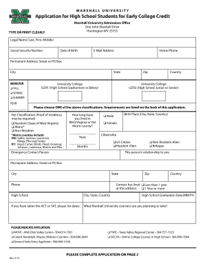 Marshall University Application  Form