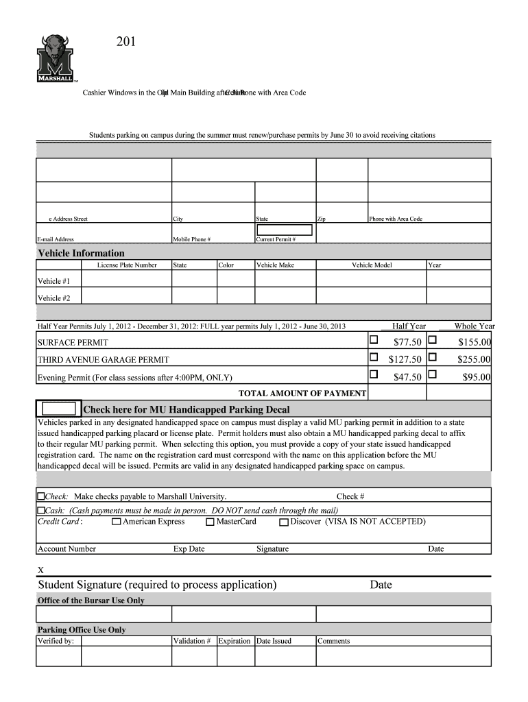 Parking Office Marshall  Form