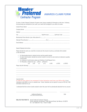 Hunter Preferred Contactor Form