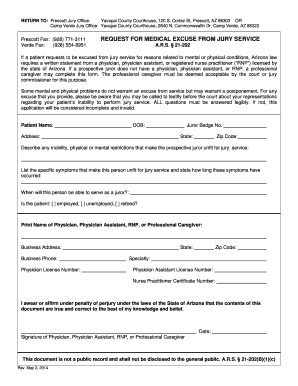Medical Excuse Form Yavapai County Courts Website