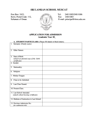 Sri Lankan School Muscat  Form