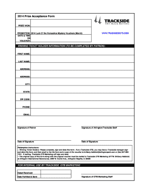 Prize Acceptance Form