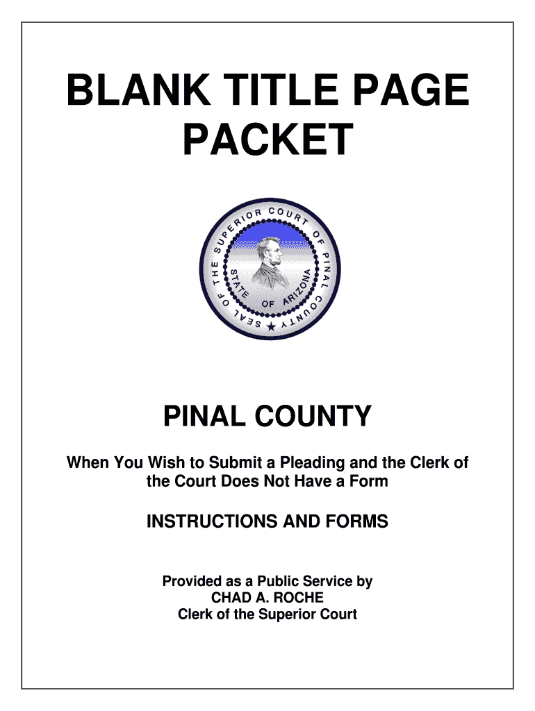 Blank Title Page Packet PDF  Pinal County Clerk of the Superior Court  Form