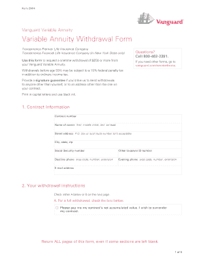 Variable Annuity Withdrawal Form Vanguard