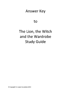 The Lion the Witch and the Wardrobe Worksheets PDF with Answers  Form