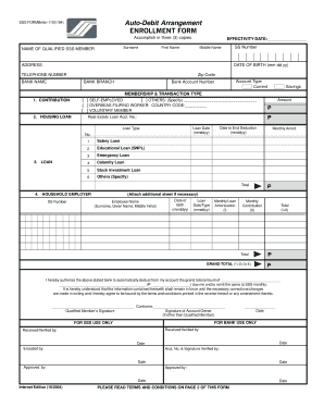 Auto Debit Arrangement Enrollment Form