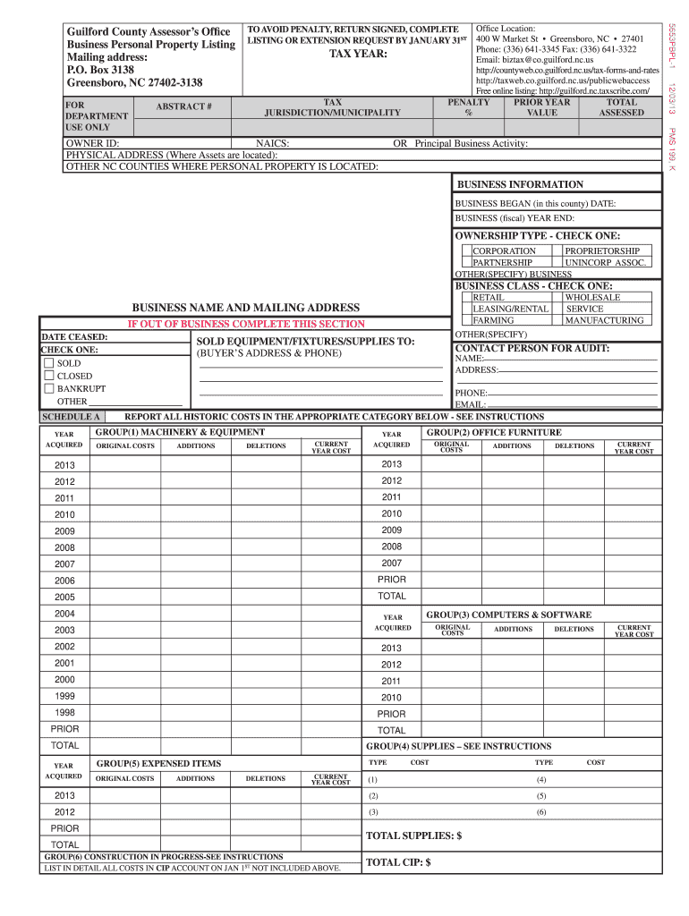  Guilford County Property Tax Exemption Form 2013