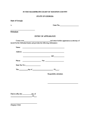 Blank Entry of Appearance Ga  Form