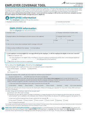 Employer Coverage Tool Application HealthCare Gov Healthcare  Form