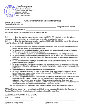 Kane County Plat Act Affidavit  Form