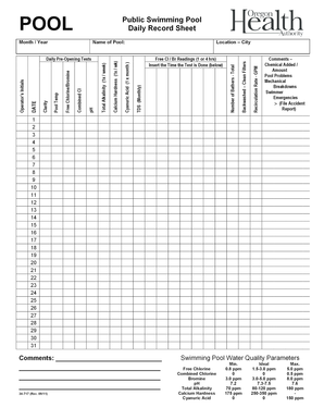 Pool Maintenance Checklist PDF  Form
