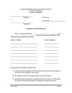 Fulton County Parenting Plan  Form