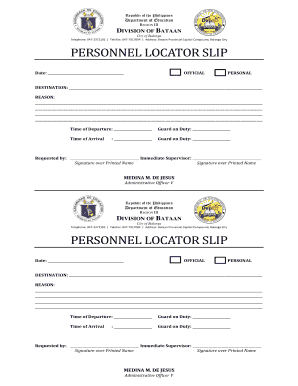 Locator Slip Deped Editable  Form