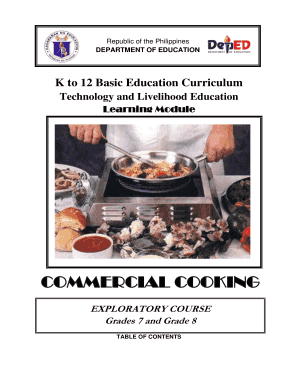 Tle Module Grade 8 Cookery PDF  Form
